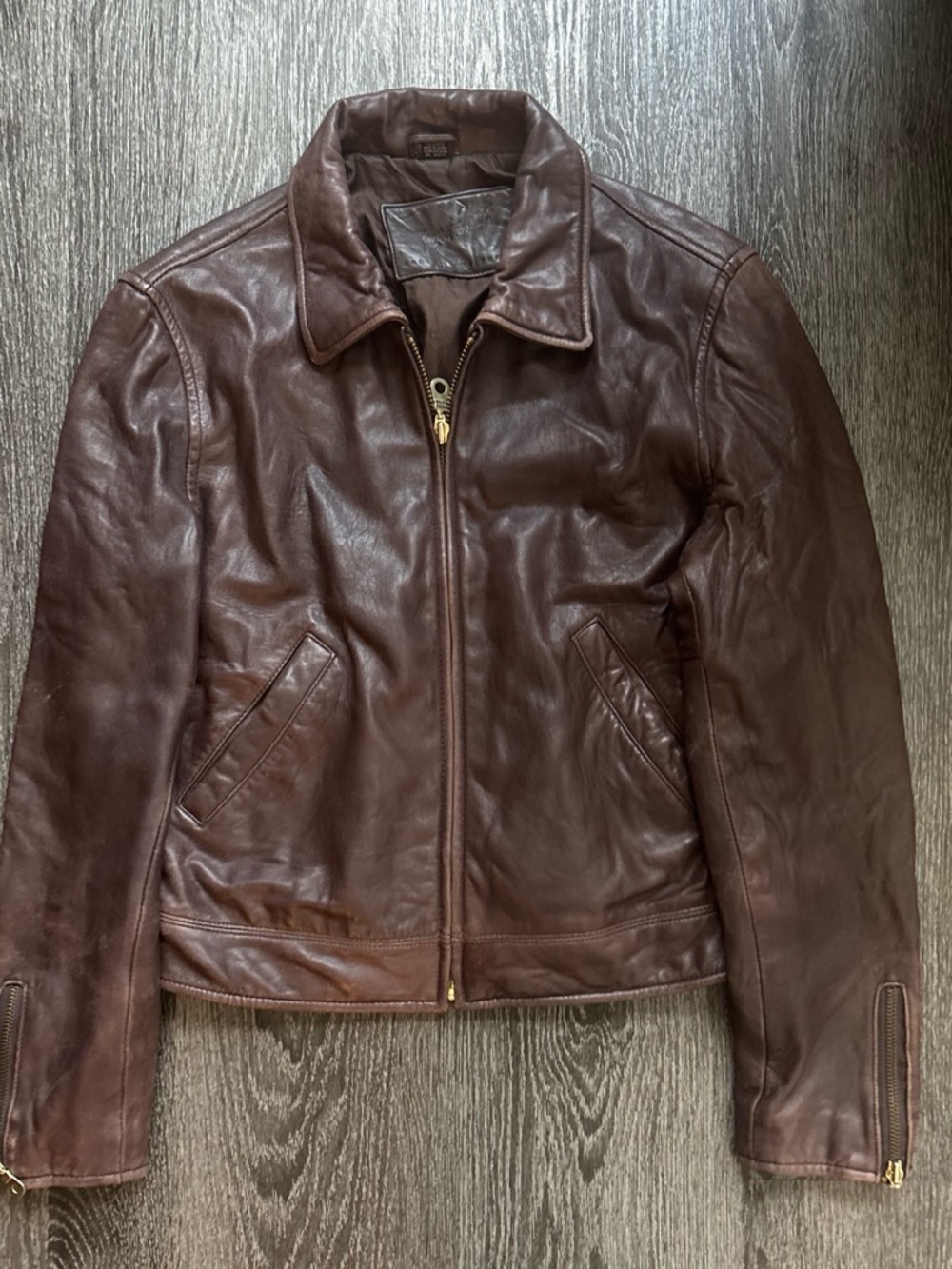 Jacqueline Ferrar Dark Brown Leather Zip Jacket
